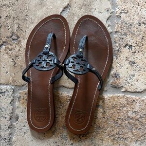 Tory Burch Black Textured Flip-Flops for Men